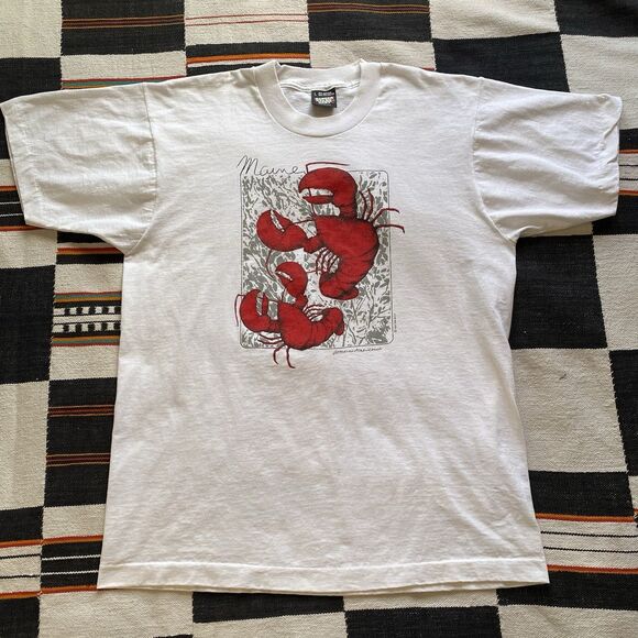 Vintage Screen Stars Graphic Tee Shirt. Single Stitch. Large. Maine Lobsters. US - Picture 1 of 11